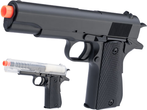 Double Eagle M292 1911 Full Sized Airsoft Spring Powered Pistol (Color: Clear)