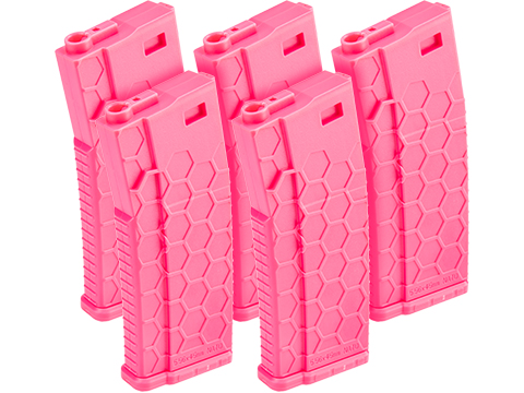 EMG Helios ECO Airsoft 120rds ABS Mid-Cap Magazine for M4 / M16 Series Airsoft AEG Rifles (Color: Pink / Pack of 5)