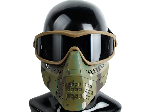 TMC Full Face Mask with Removable ANSI 87.1 Goggles (Color: Multicam / Smoked Lens)