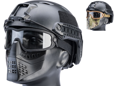 TMC Full Face Mask with Removable ANSI 87.1 Goggles (Color: Black / Clear Lens)