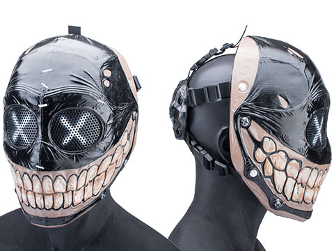 Evike.com R-Custom Fiberglass Smiley Full Face Mask (Color: Black / Mesh Lens - Large)