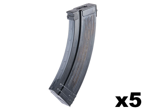 E&L Airsoft 120 Round Steel Mid-Cap Magazine for AK Series Airsoft AEG Rifles (Package: 5 Pack)