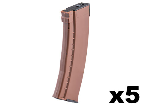 E&L Airsoft 120 Round Polymer AK-74 Mid-Cap Magazine 5 Pack for AK Series Airsoft AEG Rifles (Color: Bakelite)