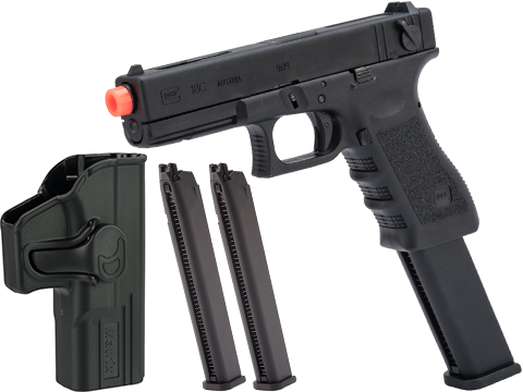 Elite Force Fully Licensed GLOCK 18C Select Fire Semi / Full Auto Gas Blowback Airsoft Pistol w/ Extended Mag (Type: Green Gas / Siege Package)