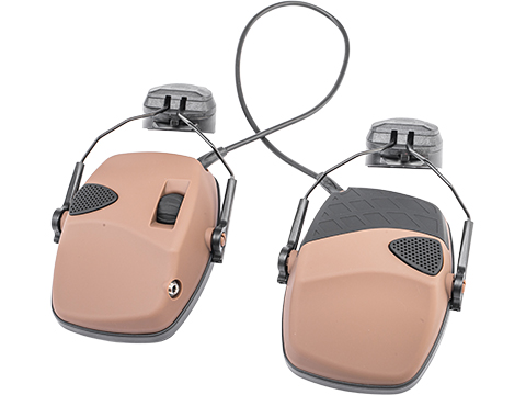 Matrix Electronic EM026 Earmuff Headset w/ BR03 ARC Helmets Adapters (Color: Tan)