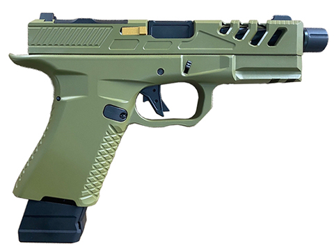 EMG F-1 Firearms Licensed BSF-19 Optics Ready Gas Blowback Airsoft Pistol by APS (Color: Bazooka Green & Black / CO2)