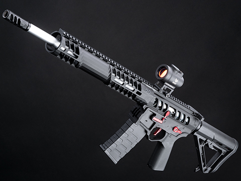 EMG F-1 Firearms UDR-15 Skeletonized AR-15 eSilverEdge Airsoft AEG Rifle w/ C7M M-LOK Handguard (Color: Black & Red / Carbine / Gun Only)
