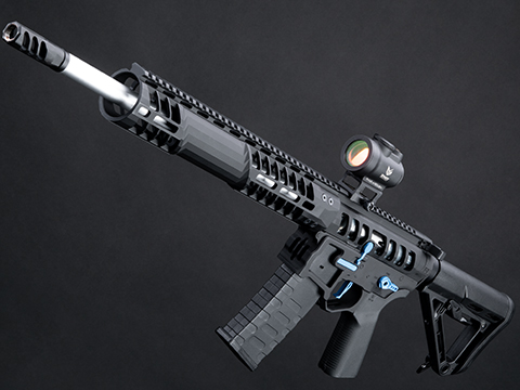 EMG F-1 Firearms UDR-15 Skeletonized Carbine eSilverEdge Airsoft AEG Rifle w/ C7M M-LOK Handguard (Color: Black & Blue)