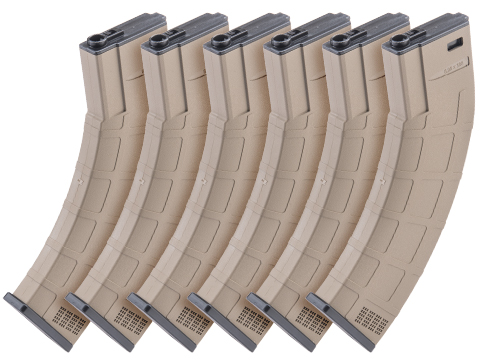 EMG M4-AK300 High Performance 300rd Mid-Cap Magazine for M4 / M16 Series AEG Rifles (Model: Dark Earth / Pack of 6)