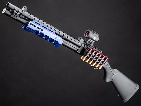 EMG Strike Industries Licensed M870 Gas Powered Pump Action Shotgun w/ M-LOK Handguard by Golden Eagle (Color: Blue)