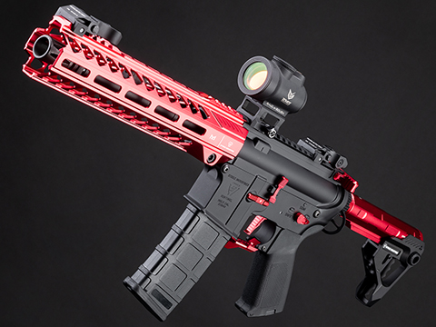 6mmProShop Strike Industries Licensed Sentinel M4 Airsoft AEG Rifle by E&C (Color: Red / 10 GRIDLOK LITE / 350FPS)