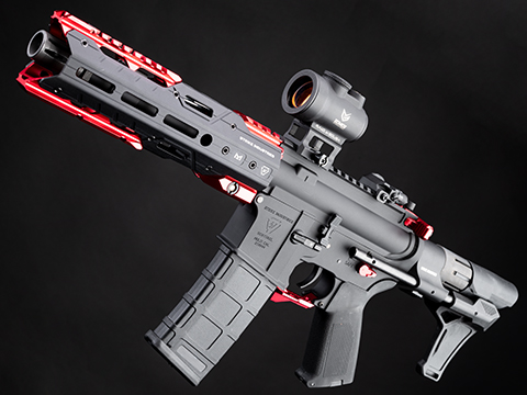 6mmProShop Strike Industries Licensed M4 Airsoft AEG Rifle w/ GRIDLOK® Handguard System by E&C (Color: Red PDW / 8.5 RIS / 350 FPS)