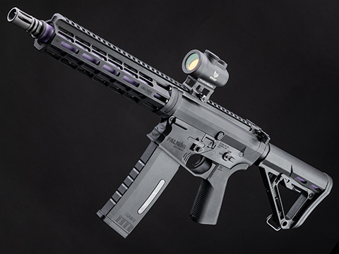 EMG Falkor Phantom AR-15 M4 Airsoft AEG Rifle w/ Double-Jacketed Barrel & GATE Aster Programmable MOSFET (Color: Black / Purple Barrel / RS-3 Stock)