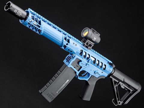 EMG F-1 Firearms UDR-15 Skeletonized AR-15 Airsoft AEG Rifle w/ GATE Aster Programmable MOSFET (Model: SBR / Blue)