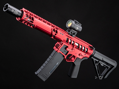 EMG F-1 Firearms UDR-15 Skeletonized AR-15 Airsoft AEG Rifle w/ GATE Aster Programmable MOSFET (Model: SBR / Red)