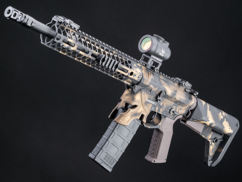 EMG Spike's Tactical Licensed Rare Breed Spartan M-LOK M4 Airsoft AEG Rifle w/  Custom Cerakote (Model: 10 SBR / Black & Bronze Camo / 350 FPS)