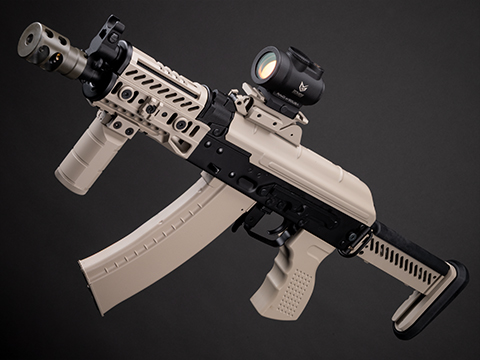 CYMA Platinum Tactical AKS-74U Airsoft AEG Rifle w/ Sport Z Style CNC Handguard & Kestrel V3 ETU (Color: Tan)