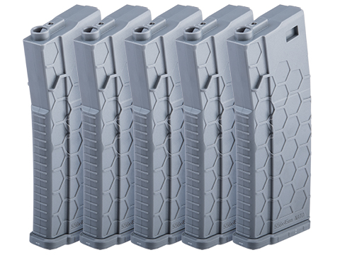 EMG Helios Hexmag ECO Airsoft 120rds ABS Mid-Cap Magazine for M4 / M16 Series Airsoft AEG Rifles (Color: Grey / 5-Pack)