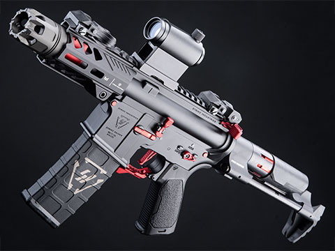 EMG / Strike Industries Licensed Tactical Competition AEG w/ CYMA Platinum Gearbox (Model: CQB w/ PDW Stock - 300 FPS / Red / Gun Only)