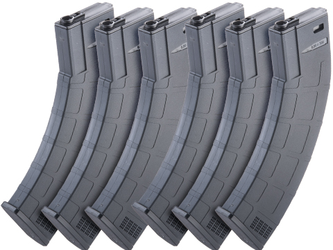 EMG M4-AK300 High Performance 300rd Mid-Cap Magazine for M4 / M16 Series AEG Rifles (Model: Black / Pack of 6)