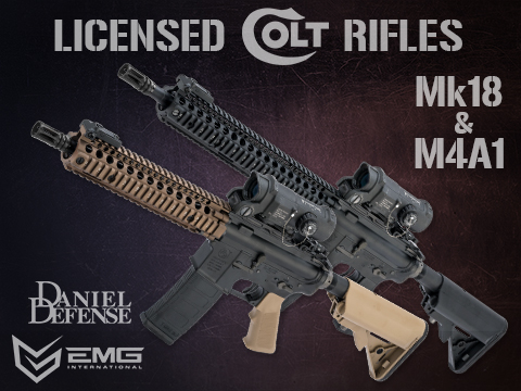 EMG Custom Built Colt Licensed M4 SOPMOD Block 2 Airsoft AEG Rifle with Daniel Defense Rail System (Model: 9.5 MK18 - 350 FPS / Black)