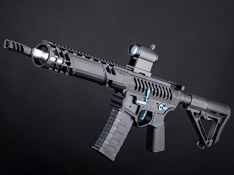 EMG F-1 Firearms SBR Airsoft AEG Training Rifle w/ eSE Electronic Trigger (Model: Black - Blue / RS-3 350 FPS / Gun Only)