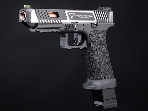 EMG Custom TTI JW2 Combat Master Slide + Ultimate GBB Frame Custom Airsoft Gas Blowback Pistol (Color: Silver Slide / Stippled Frame / CO2)