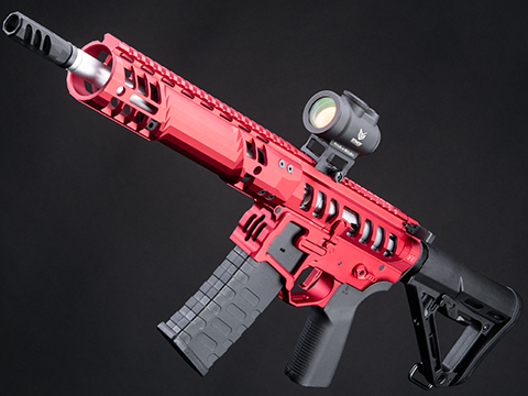 EMG F-1 Firearms UDR-15 Skeletonized AR-15 eSilverEdge Airsoft AEG Rifle w/ C7M M-LOK Handguard (Color: Red / SBR / Gun Only)