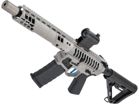 EMG F-1 Firearms SBR Airsoft AEG Training Rifle w/ eSE Electronic Trigger (Model: Raw Aluminum / RS-3 350 FPS / Evike Performance Shop Upgrade Package)