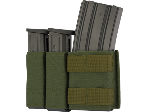 Esstac Side-BY-Side 1+2 5.56 / Double Stack Pistol KYWI Mag Pouch w/ Fight Light MALICE Clips (Color: OD Green)