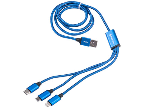 Evike.com Triple Plug Charging Cable (Color: Blue)