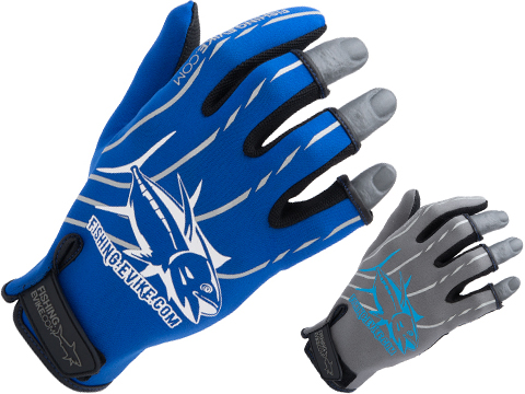 Fishing.Evike Shark Skin 3-Finger Deep Sea Fishing Gloves (Style: Blue / Medium)