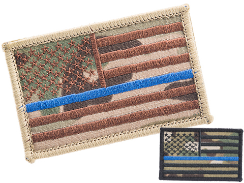 Matrix Thin Blue Line Embroidered Flag Patch (Color: Multicam / Black)