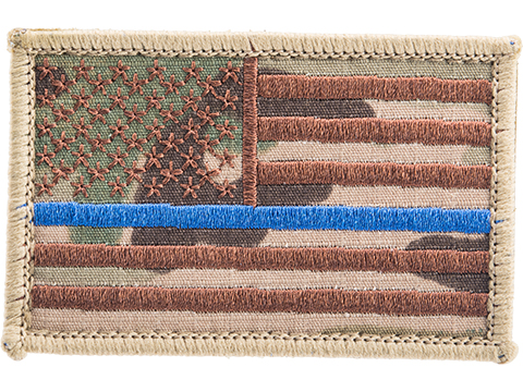 Matrix Thin Blue Line Embroidered Flag Patch (Color: Multicam / Brown)