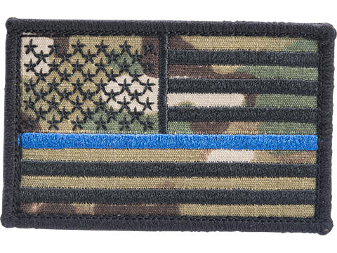 Matrix Thin Blue Line Embroidered Flag Patch (Color: Multicam / Black)