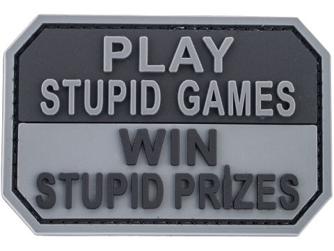 Evike.com Stupid Games, Stupid Prizes PVC Morale Patch (Color: Black-Grey)