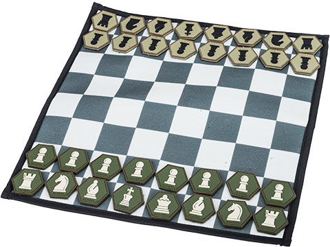 Evike.com Hook & Loop Hex Patch Chess Roll-Up Travel Chessboard w/ PVC Hex Chess Pieces