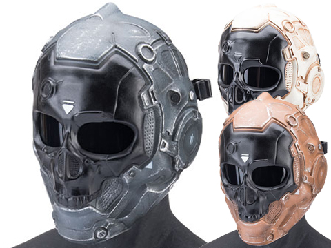 Evike.com R-Custom Fiberglass Cyberskull Full Face Mask (Color: Reverse Bone / Mesh Lens / Medium)