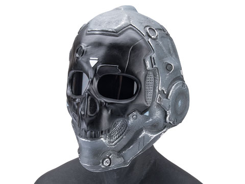 Evike.com R-Custom Fiberglass Cyberskull Full Face Mask (Color: Textured Grey / Polycarbonate Lens / Large)