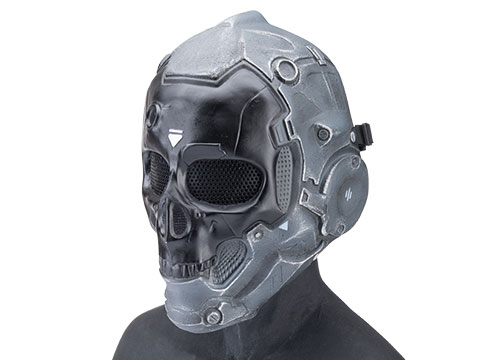 Evike.com R-Custom Fiberglass Cyberskull Full Face Mask (Color: Textured Grey / Mesh Lens / Large)