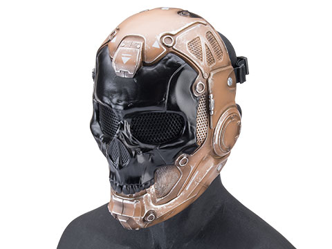 Evike.com R-Custom Fiberglass Cyberskull 2 Full Face Mask (Color: Brown / Mesh Lens / Medium)