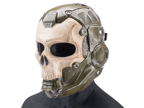 Evike.com R-Custom Fiberglass Cyberskull 2 Full Face Mask (Color: OD Green / Mesh Lens / Large)