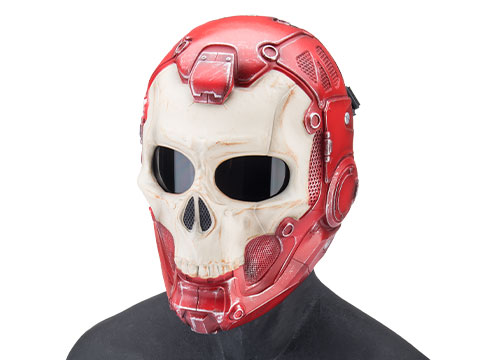 Evike.com R-Custom Fiberglass Cyberskull 2 Full Face Mask (Color: Red / Polycarbonate Lens / Large)