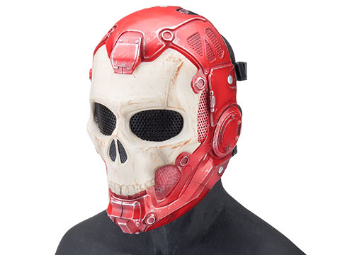 Evike.com R-Custom Fiberglass Cyberskull 2 Full Face Mask (Color: Red / Mesh Lens / Medium)