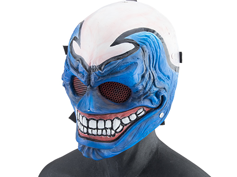 Evike.com R-Custom Fiberglass Hell Clown Full Face Mask (Color: Blue / Mesh Lens / Large)