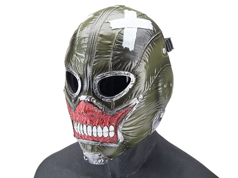 Evike.com R-Custom Fiberglass Zombie Full Face Mask (Color: Green / Polycarbonate Lens / Medium)
