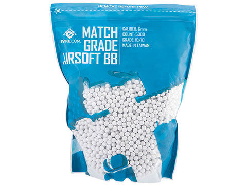 Evike MAX Precision 6mm Airsoft BBs (Weight: .25g / 5000 Rounds / White)
