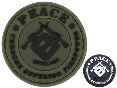 Evike.com Peace Through Superior Firepower PVC Morale Patch (Color: OD Green)