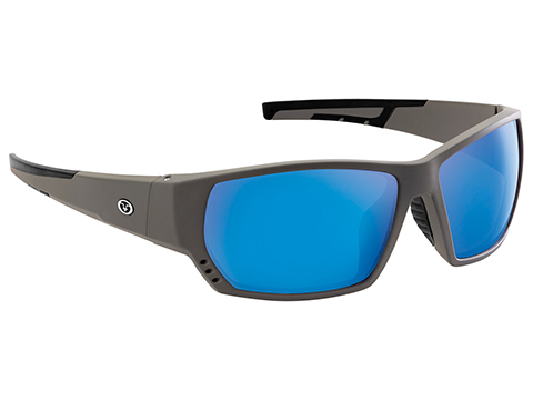 Flying Fisherman Drop Back Polarized Sunglasses (Color: Matte Grey / Smoke-Blue Mirror Lens)