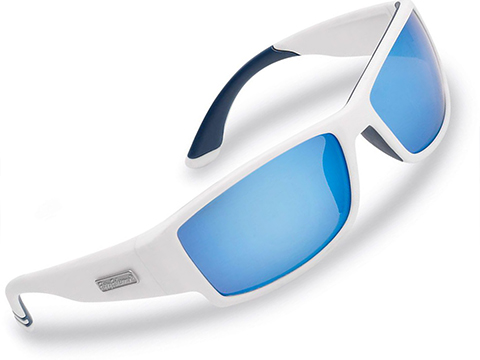 Flying Fisherman Razor Polarized Sunglasses (Color: Matte White w/ Smoke-Blue Mirror Lens)